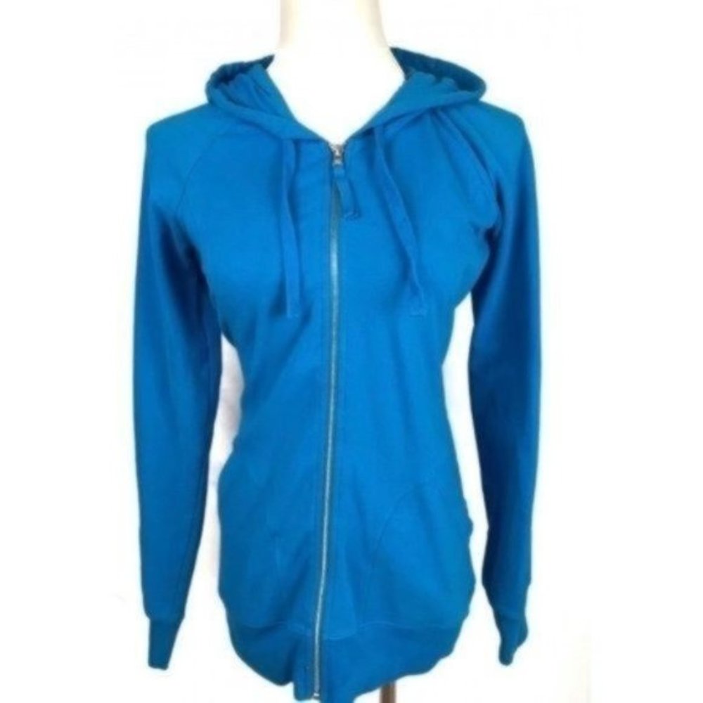 Lucy Activewear Womens Full Zip Hooded Sweatshirt Size Small Turquoise Blue